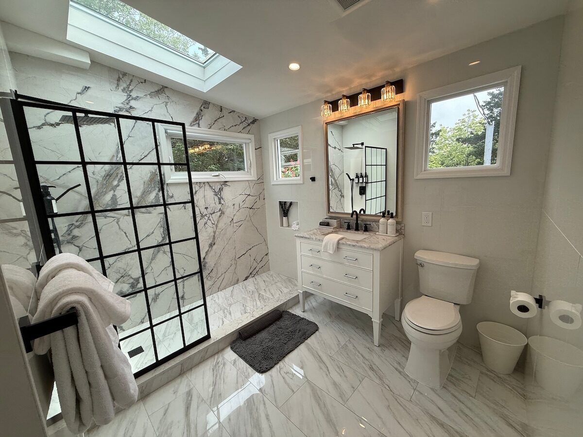 Ocean House luxury bathroom — private oceanfront villa, North Shore Long Island NY